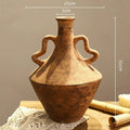Axyaa Retro Pottery Vase with Geometric Handle for Home Decor