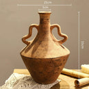 Axyaa Retro Pottery Vase with Geometric Handle for Home Decor