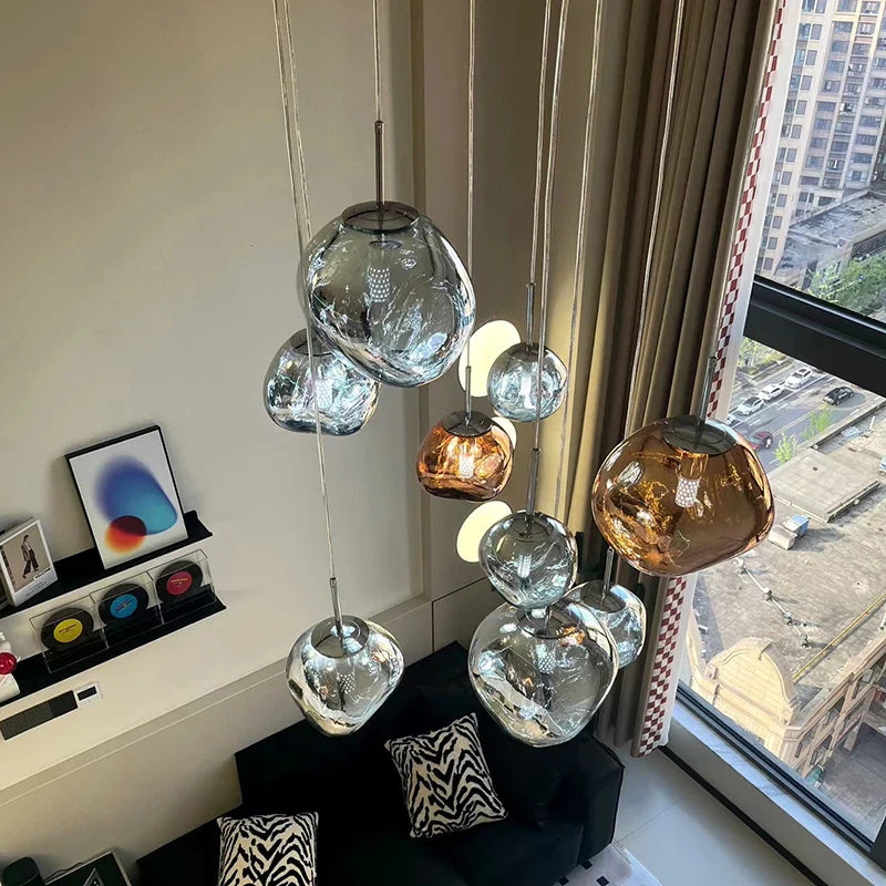 Axyaa Nordic LED Glass Lava Ceiling Pendant Lamp for Modern Indoor Living Room Lighting