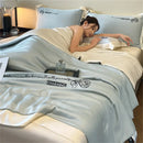 Axyaa Embroidered Silk Bedspread Quilt - Luxury Breathable Comforter