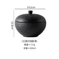Axyaa Stone Patterned Ceramic Bowl with Lid for Soup, Dessert, Rice & Molecular Cuisine