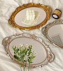 Axyaa Oval Decorative Plate Tray Mirror Jewelry Display Candy Makeup Organizer