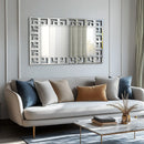 Axyaa 48" Silver Hollow-out Wall Mirror for Hallway, Living Room, Fireplace
