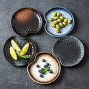Axyaa Ceramic Japanese Style Irregular Bone Saucers for Cakes, Snacks, Fruits