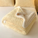 Axyaa Jacquard Lamb Fleece Blanket Set - Soft & Warm Milk Velvet, Queen Size