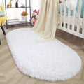 Axyaa Grey Plush Oval Area Rug for Living Room, Bedroom, or Nursery