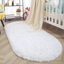 Axyaa Grey Plush Oval Area Rug for Living Room, Bedroom, or Nursery