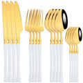 Axyaa Golden Mirror 16Pcs Stainless Steel Cutlery Set - Western Silverware Flatware