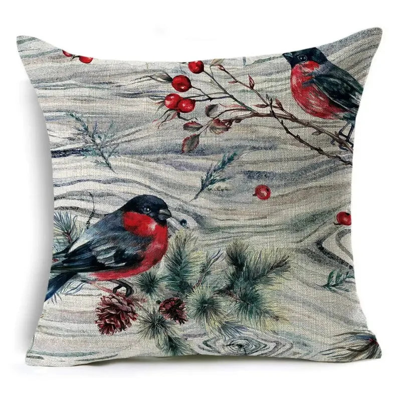 Axyaa Christmas Birds Garland Cushion Cover