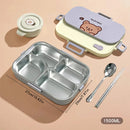 Axyaa Stainless Steel Divided Lunch Box Set - Large Capacity, Microwave Safe
