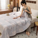 Axyaa Cotton Throw Blanket: Breathable Summer Comforter Quilt, Letter Leaf Design.