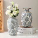Axyaa Blue and White Porcelain Retro Vase - Chinese Ceramic Home Décor
