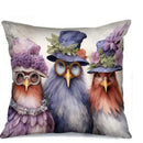 Decorative Chicken in Hats & Glasses Pillow Cover for Sofa, Bedroom, Car by Axyaa