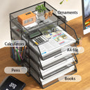 Axyaa Stackable Desk Organizer for Office - Black, 4-Tier Tray for Paper and Accessories