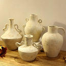 Axyaa Retro Pottery Vase with Geometric Handle for Home Decor