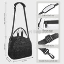 Axyaa Black Skull Damask Insulated Lunch Bag with Shoulder Strap