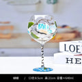 Axyaa Large Crystal Glass Hand-Painted Floral Goblet Red Wine Glass - Chinese Antique Style