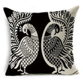 Axyaa Peacock Feather Linen Cushion Cover 45x45cm for Sofa Bed Decor