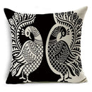 Axyaa Peacock Feather Linen Cushion Cover 45x45cm for Sofa Bed Decor