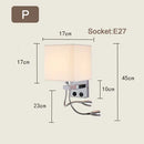 Axyaa Wood Iron LED Wall Lamp with Linen Lampshade for Bedroom and Aisle Lighting