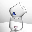 Axyaa Pink Heart Glass Cup: Lovely Gift for Lovers, Breakfast Milk, Latte & Coffee