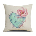 Axyaa Cactus Series Green Plant Printed 45*45cm Cushion Cover - Simple Style Square Pillowcase