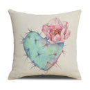Axyaa Cactus Series Green Plant Printed 45*45cm Cushion Cover - Simple Style Square Pillowcase