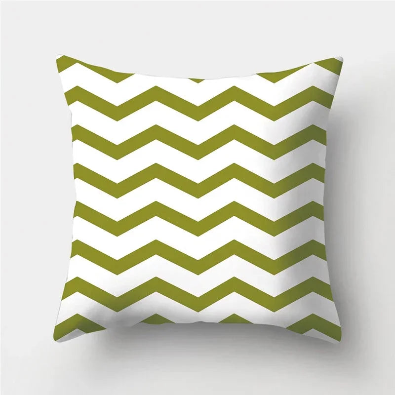 Army Green Geometric Printed Pillowcase by Axyaa for Living Room and Bedroom Decor