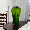 Axyaa Green Cactus Glass Vase: Creative Artificial Flowers Table Decoration