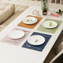 Axyaa Khaki Leather Placemats Set for Dining Table, Waterproof & Non-Slip Mats