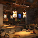 Axyaa Industrial Glass & Wood Chandelier - Retro Style for Restaurants, Bars & Coffee Shops