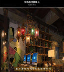 Axyaa Retro Bronze Iron Chandelier with Colorful Glass Lighting