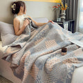 Axyaa 100% Cotton Muslin Throw Blanket - Lightweight Breathable Boho Throws