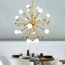 Axyaa Gold Glass Pendant Chandelier - Modern Hanging Light for Home Decor