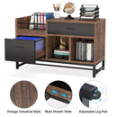 Tribesigns Axyaa Rustic Brown File Cabinet with 2 Drawers, Lateral Filing Printer Stand