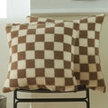 Axyaa Plaid Faux Fur Wool Throw Pillow Cover for Home Decor