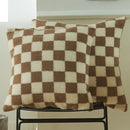 Axyaa Plaid Faux Fur Wool Throw Pillow Cover for Home Decor