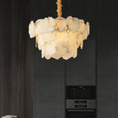 Axyaa Marble Led Chandelier: Nordic Round Pendant Light for Living Room, Restaurant, & Bedroom