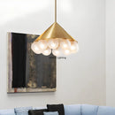 Axyaa Gold Cone Pendant Chandelier Modern Bubble Glass LED Hanging Lamp