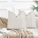 Axyaa Modern Striped Linen Pillow Covers 18x18 Square Throw Patchwork Decor