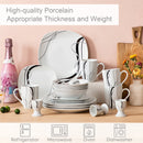 Axyaa 20-Piece Black Stripe Porcelain Dinner Set with Egg Cup, Mug, Bowl, Dessert & Dinner Plate