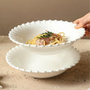 Axyaa White Lace Ceramic Deep Plate Pasta Set for Hotels & Restaurants
