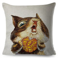 Axyaa Watercolor Animal Pillowcase - Cute Cartoon Design for Living Room Sofa