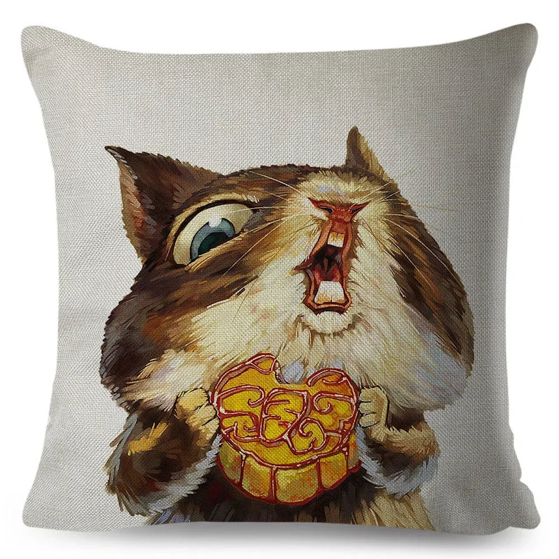 Axyaa Watercolor Animal Pillowcase - Cute Cartoon Design for Living Room Sofa