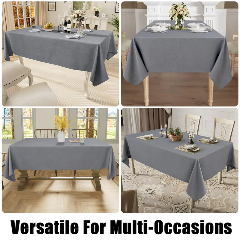 Axyaa Faux Linen Waterproof Tablecloth for Kitchen Dining.