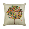 Axyaa Cartoon Pattern Linen Pillowcase - Home Sofa Decorative Cushion Cover