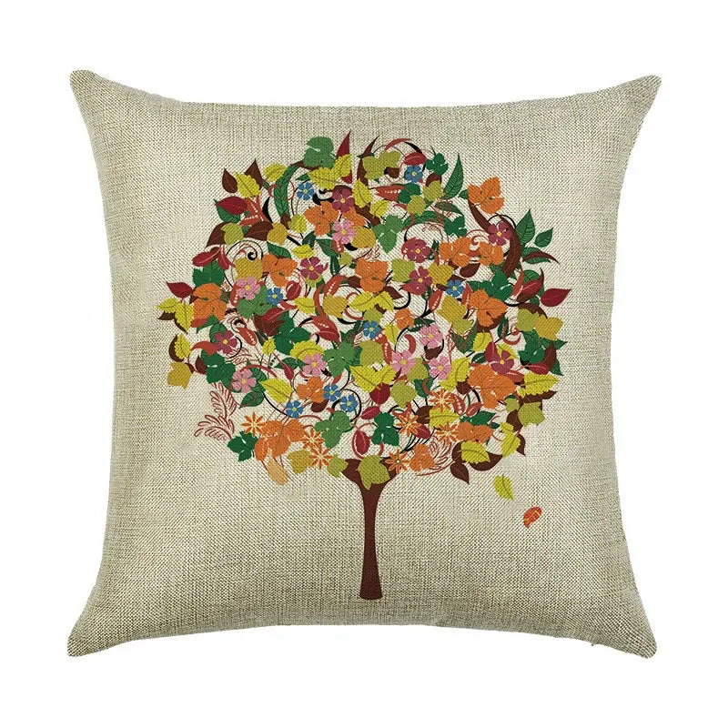 Axyaa Cartoon Pattern Linen Pillowcase - Home Sofa Decorative Cushion Cover