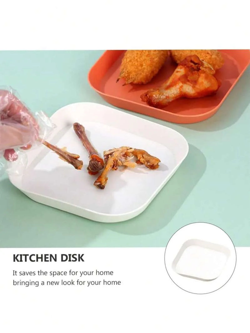 Axyaa White Plastic Square Dessert Plate Set for Family Camping, Picnic, Restaurant