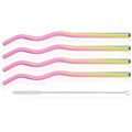 Axyaa Stainless Steel Wavy Straws Set with Brush for Drinks Bar Accessories