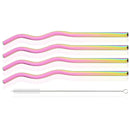 Axyaa Stainless Steel Wavy Straws Set with Brush for Drinks Bar Accessories